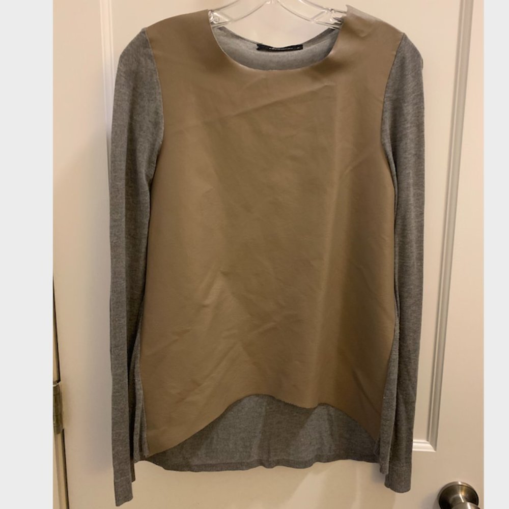 Sweater with leather front